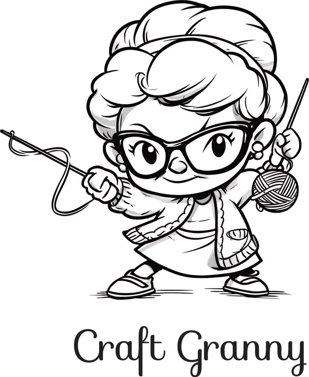 Craft Granny logo: a cheerful granny in big glasses with knitting needles and a ball of yarn, above the words Craft Granny